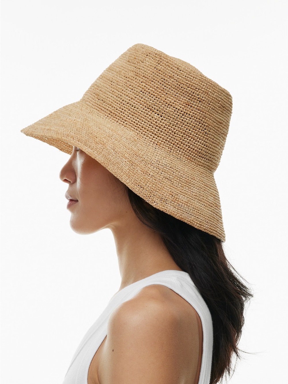 Aritzia Woven Raffia Bucket Hat - Natural